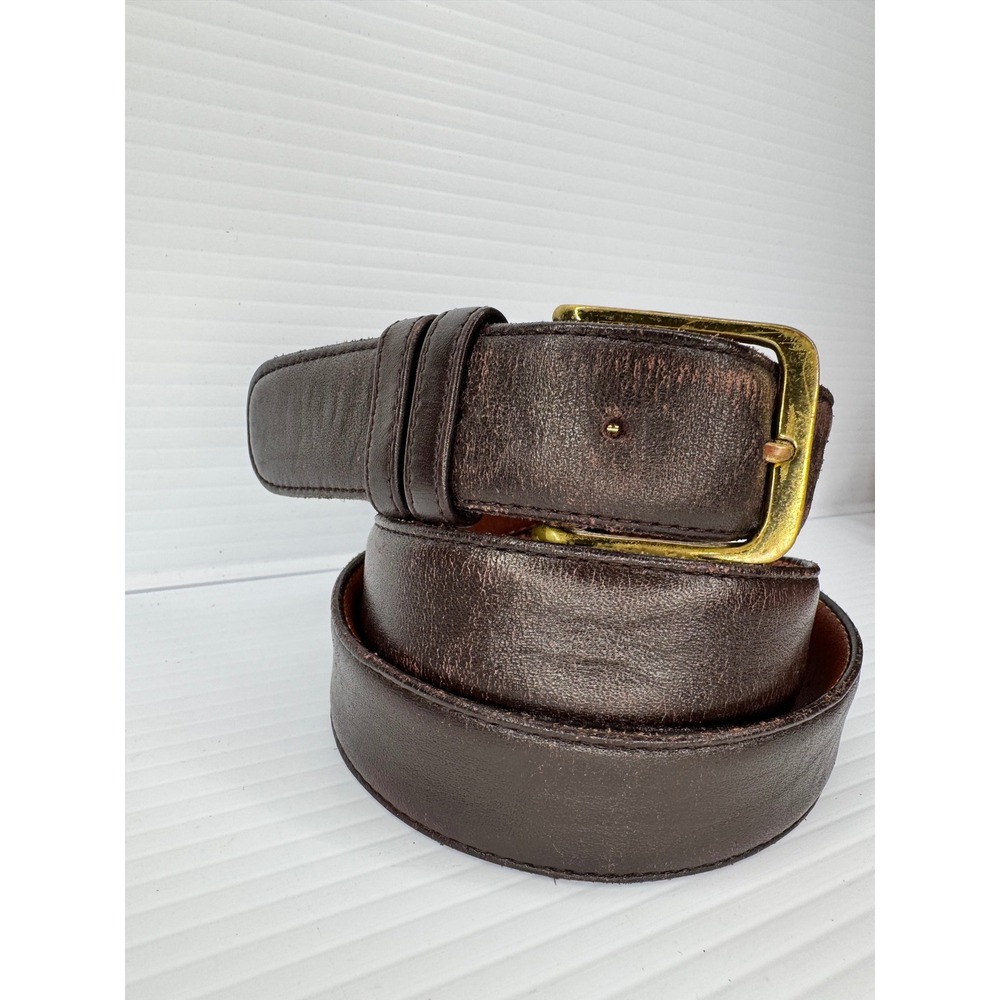 Vintage Coach 5802 Brown Burnished Cowhide Leather Belt Solid Brass Buckle 42